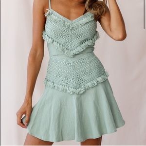 SelfieLeslie Janey Appliqué A-Line Dress Pistachio